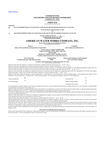 Thumbnail American Water 10-K Annual Report 2023
