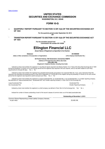 Thumbnail Ellington Financial
 10-Q Quarterly Report FY2013 