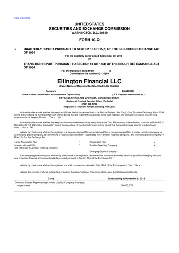 Thumbnail Ellington Financial
 10-Q Quarterly Report FY2018 