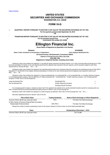 Thumbnail Ellington Financial
 10-Q Quarterly Report FY2019 