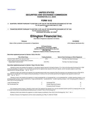 Thumbnail Ellington Financial
 10-Q Quarterly Report FY2020 