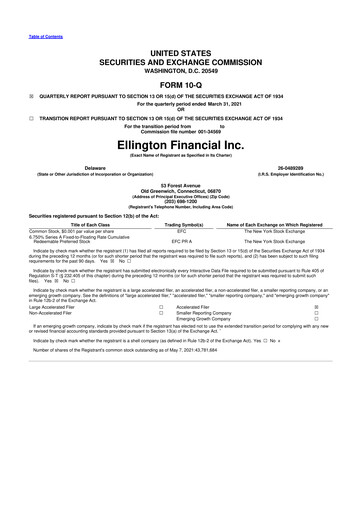 Thumbnail Ellington Financial
 10-Q Quarterly Report FY2021 