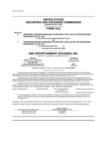 Thumbnail AMC Entertainment 10-Q Quarterly Report FY2017 