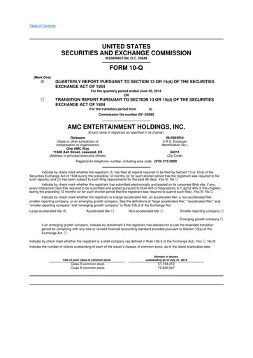 Thumbnail AMC Entertainment 10-Q Quarterly Report FY2018 