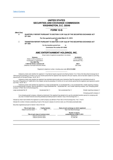 Thumbnail AMC Entertainment 10-Q Quarterly Report FY2019 