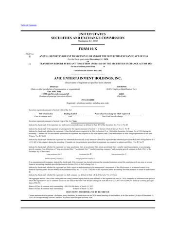 Thumbnail AMC Entertainment 10-K Annual Report 2020