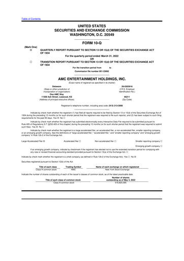 Thumbnail AMC Entertainment 10-Q Quarterly Report FY2022 
