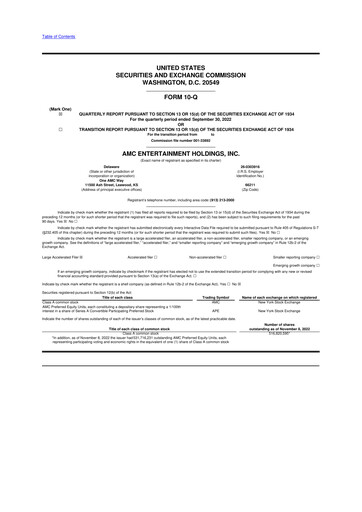 Thumbnail AMC Entertainment 10-Q Quarterly Report FY2022 