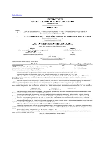 Thumbnail AMC Entertainment 10-K Annual Report 2022