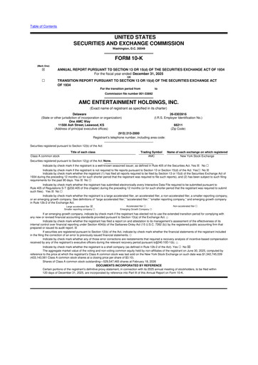 Thumbnail AMC Entertainment 10-K Annual Report 2025