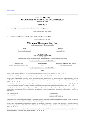 Thumbnail VistaGen Therapeutics
 10-K Annual Report 2024