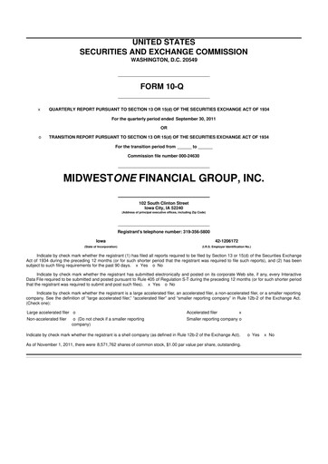 Thumbnail MidWestOne Financial Group
 10-Q Quarterly Report FY2011 