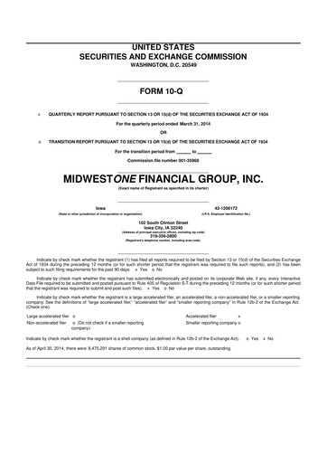Thumbnail MidWestOne Financial Group
 10-Q Quarterly Report FY2014 