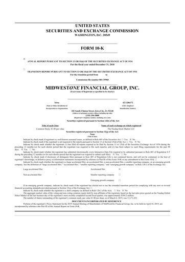 Thumbnail MidWestOne Financial Group
 10-K Annual Report 2018