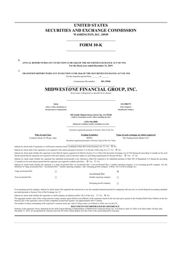 Thumbnail MidWestOne Financial Group
 10-K Annual Report 2019