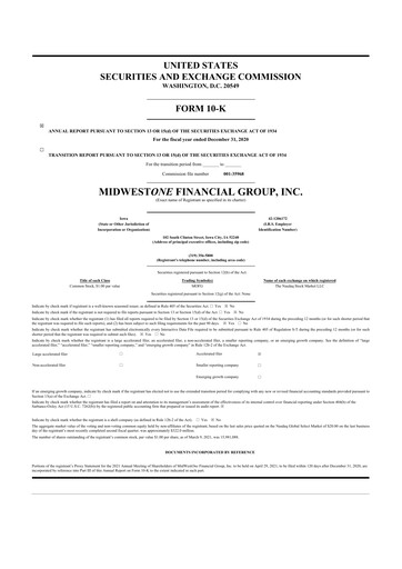 Thumbnail MidWestOne Financial Group
 10-K Annual Report 2020