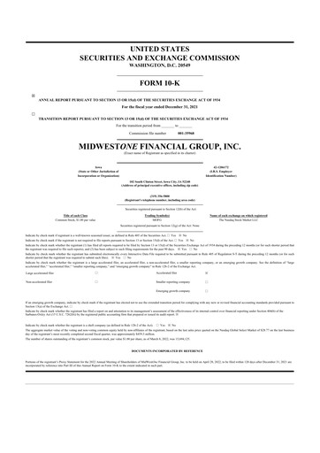 Thumbnail MidWestOne Financial Group
 10-K Annual Report 2021