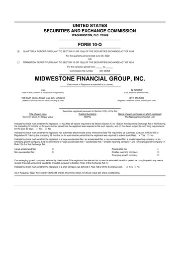 Thumbnail MidWestOne Financial Group
 10-Q Quarterly Report FY2022 