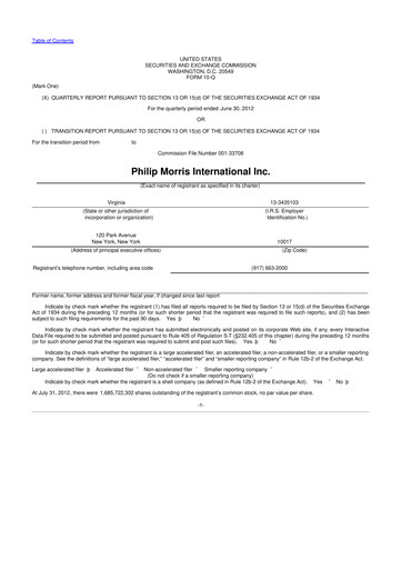 Miniature Philip Morris International 10-Q Rapport trimestriel 2012 