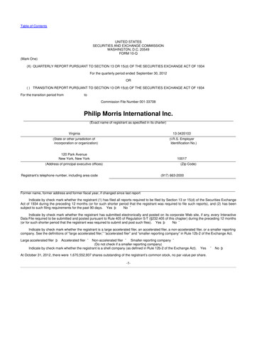 Miniature Philip Morris International 10-Q Rapport trimestriel 2012 