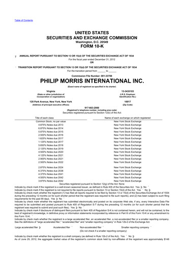 Thumbnail Philip Morris International 10-K Annual Report 2012