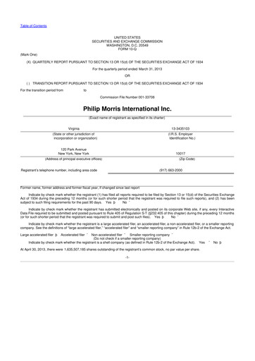 Miniature Philip Morris International 10-Q Rapport trimestriel 2013 