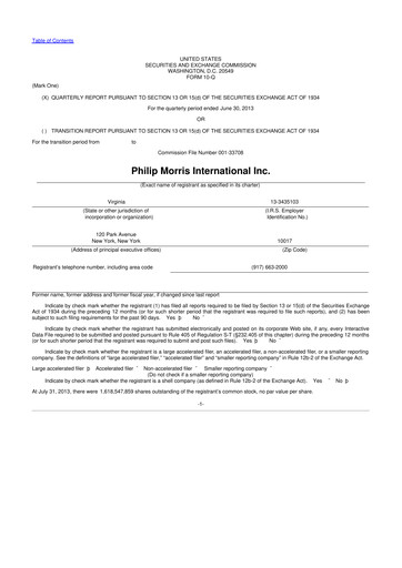 Miniature Philip Morris International 10-Q Rapport trimestriel 2013 