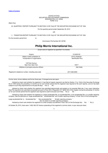 Miniature Philip Morris International 10-Q Rapport trimestriel 2013 