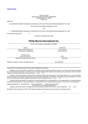 Miniature Philip Morris International 10-Q Rapport trimestriel 2014 