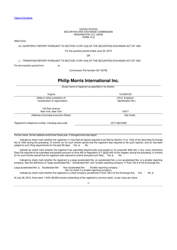 Miniature Philip Morris International 10-Q Rapport trimestriel 2015 