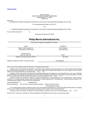 Miniature Philip Morris International 10-Q Rapport trimestriel 2017 