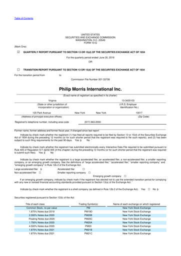 Miniature Philip Morris International 10-Q Rapport trimestriel 2019 
