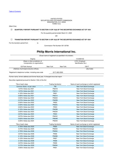 Miniature Philip Morris International 10-Q Rapport trimestriel 2020 