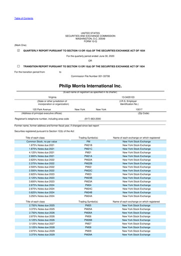 Miniature Philip Morris International 10-Q Rapport trimestriel 2020 