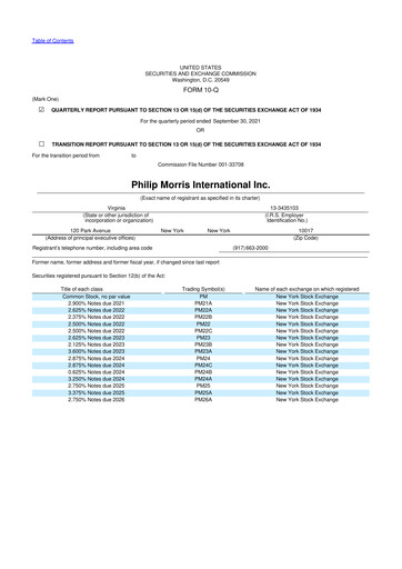 Miniature Philip Morris International 10-Q Rapport trimestriel 2021 
