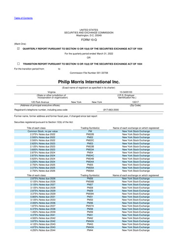 Miniature Philip Morris International 10-Q Rapport trimestriel 2022 
