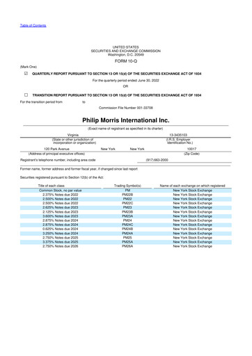 Miniature Philip Morris International 10-Q Rapport trimestriel 2022 
