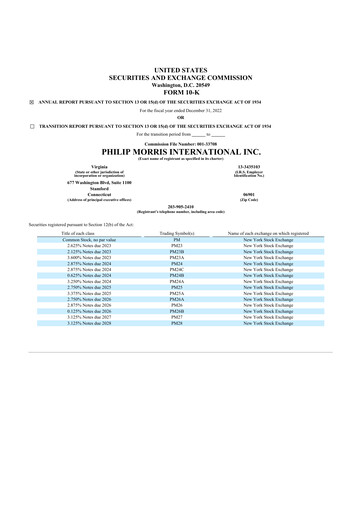 Thumbnail Philip Morris International 10-K Annual Report 2022