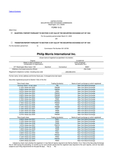 Miniature Philip Morris International 10-Q Rapport trimestriel 2023 