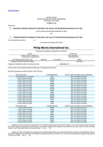 Miniature Philip Morris International 10-Q Rapport trimestriel 2024 