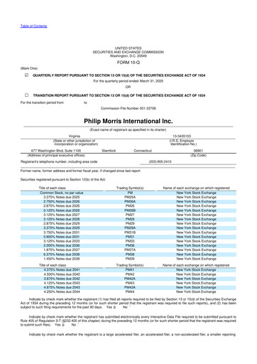 Miniature Philip Morris International 10-Q Rapport trimestriel 2025 