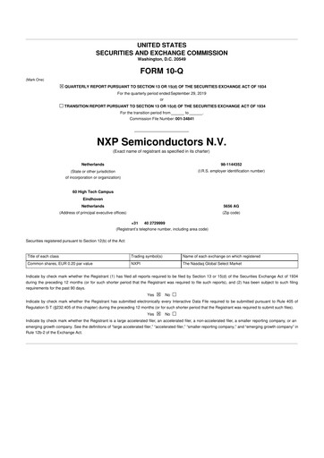 Thumbnail NXP Semiconductors 10-Q Quarterly Report FY2019 