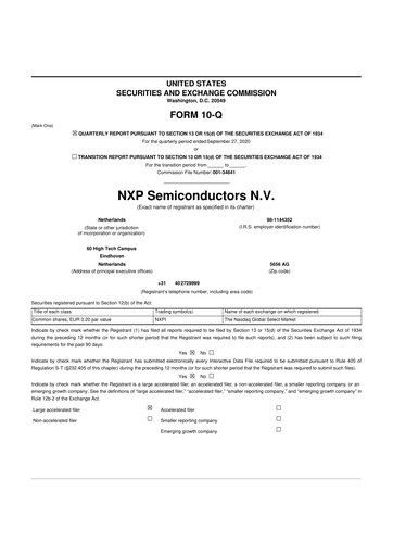 Thumbnail NXP Semiconductors 10-Q Quarterly Report FY2020 