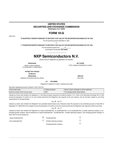 Thumbnail NXP Semiconductors 10-Q Quarterly Report FY2021 