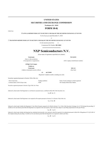 Thumbnail NXP Semiconductors 10-K Annual Report 2024