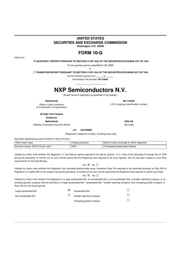 Thumbnail NXP Semiconductors 10-Q Quarterly Report FY 