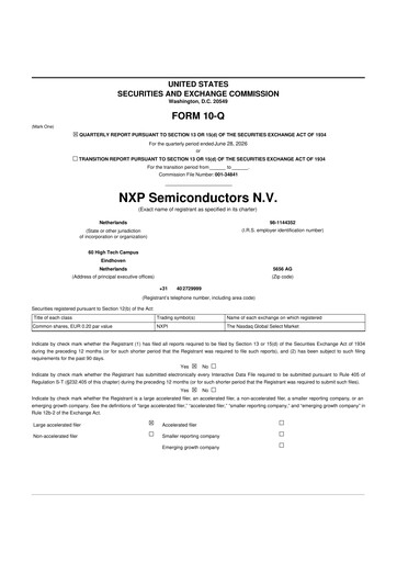 Thumbnail NXP Semiconductors 10-Q Quarterly Report FY2026 