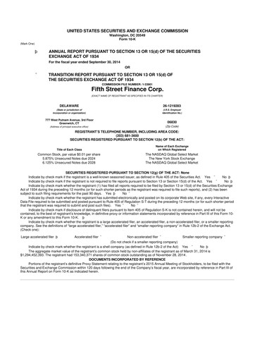 Thumbnail Oaktree Specialty Lending Corporation 10-K Annual Report 