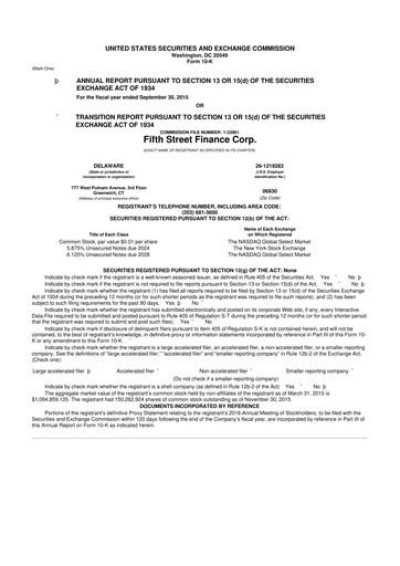 Thumbnail Oaktree Specialty Lending Corporation 10-K Annual Report 