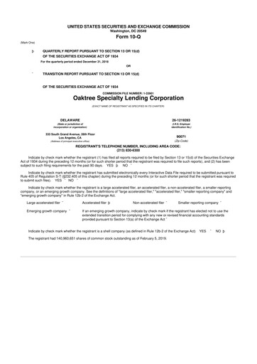 Thumbnail Oaktree Specialty Lending Corporation 10-Q Quarterly Report FY 